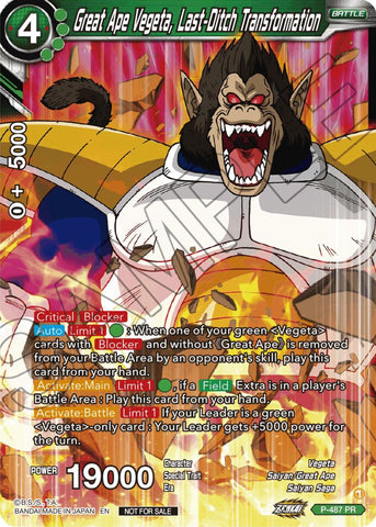 Great Ape Vegeta, Last-Ditch Transformation (Zenkai Series Tournament Pack Vol.3) (P-487) [Tournament Promotion Cards]