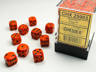 Chessex Fire (Speckled) 12mm d6 (36 dice)