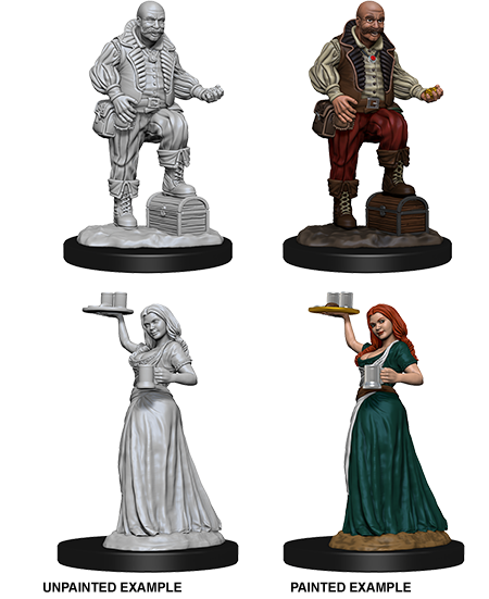 Pathfinder Deep Cuts Unpainted Miniatures: Merchants (Serving Girl/Merchant)