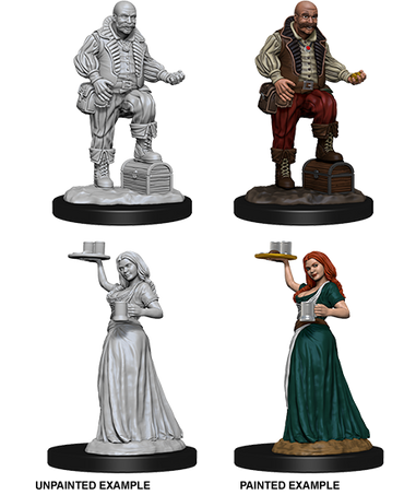 Pathfinder Deep Cuts Unpainted Miniatures: Merchants (Serving Girl/Merchant)