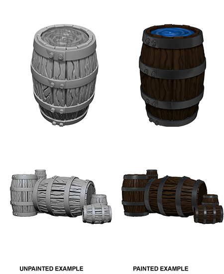 WizKids Deep Cuts Unpainted Miniatures: Barrels & Pile of Barrels