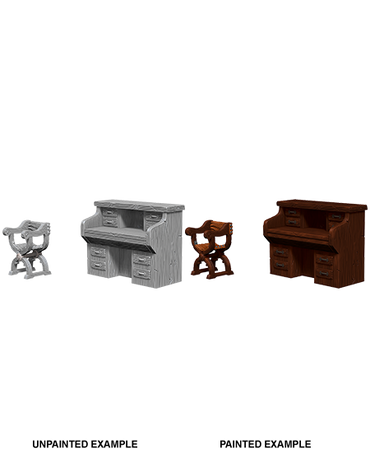 WizKids Deep Cuts Unpainted Miniatures: Desk & Chair