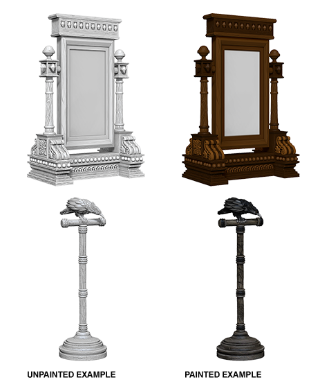 WizKids Deep Cuts Unpainted Miniatures: Mirror & Bird on Stand