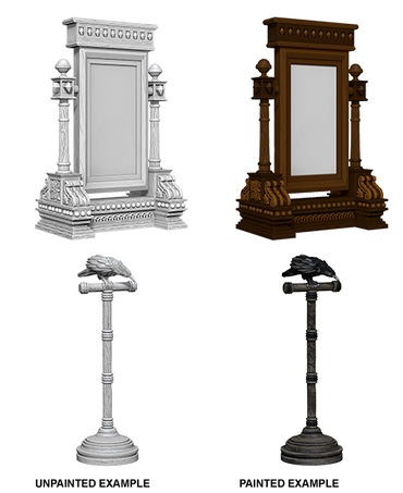 WizKids Deep Cuts Unpainted Miniatures: Mirror & Bird on Stand